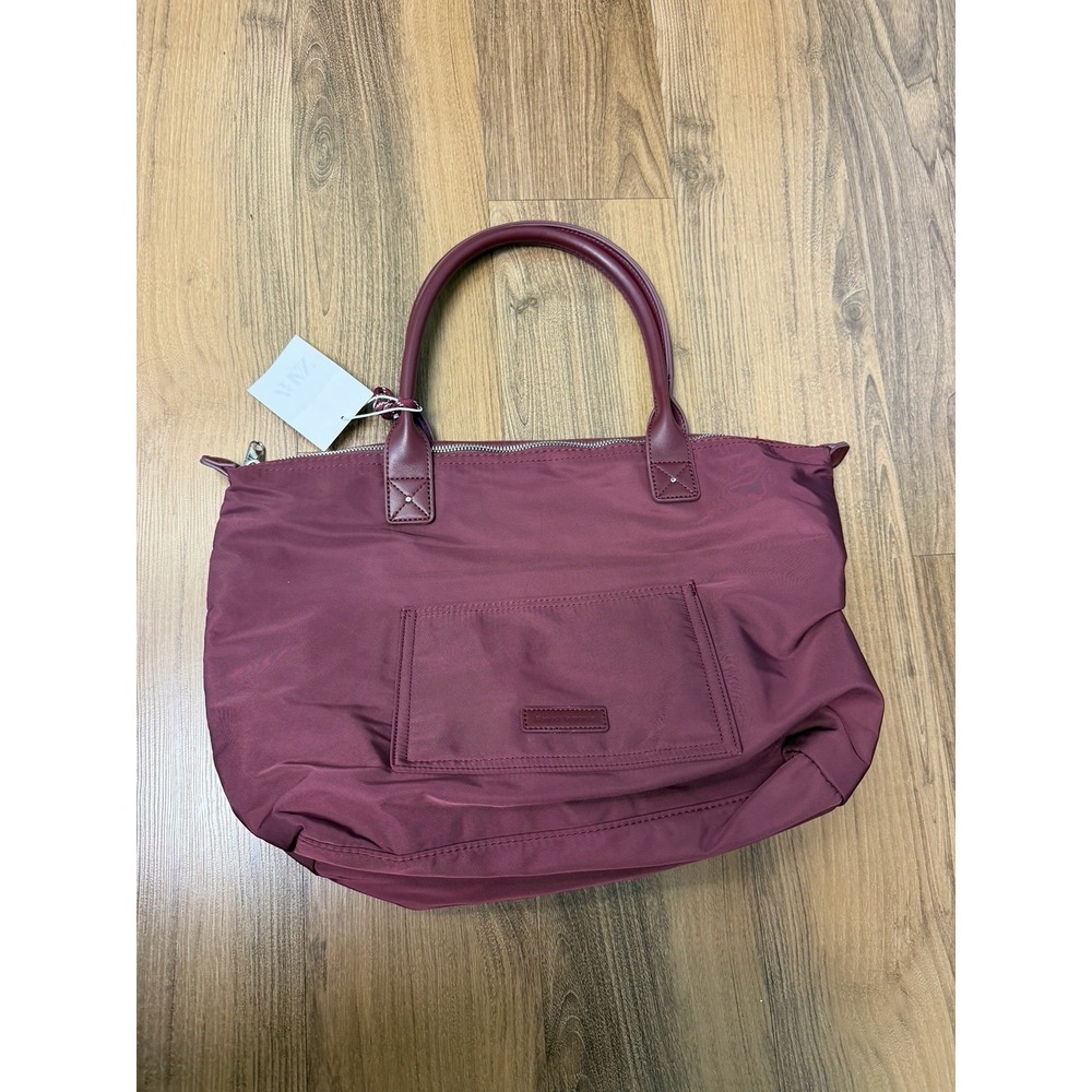 Zara Maroon Nylon Tote‎ Bag Purse Capsule Bonjour Le Monde French Resort